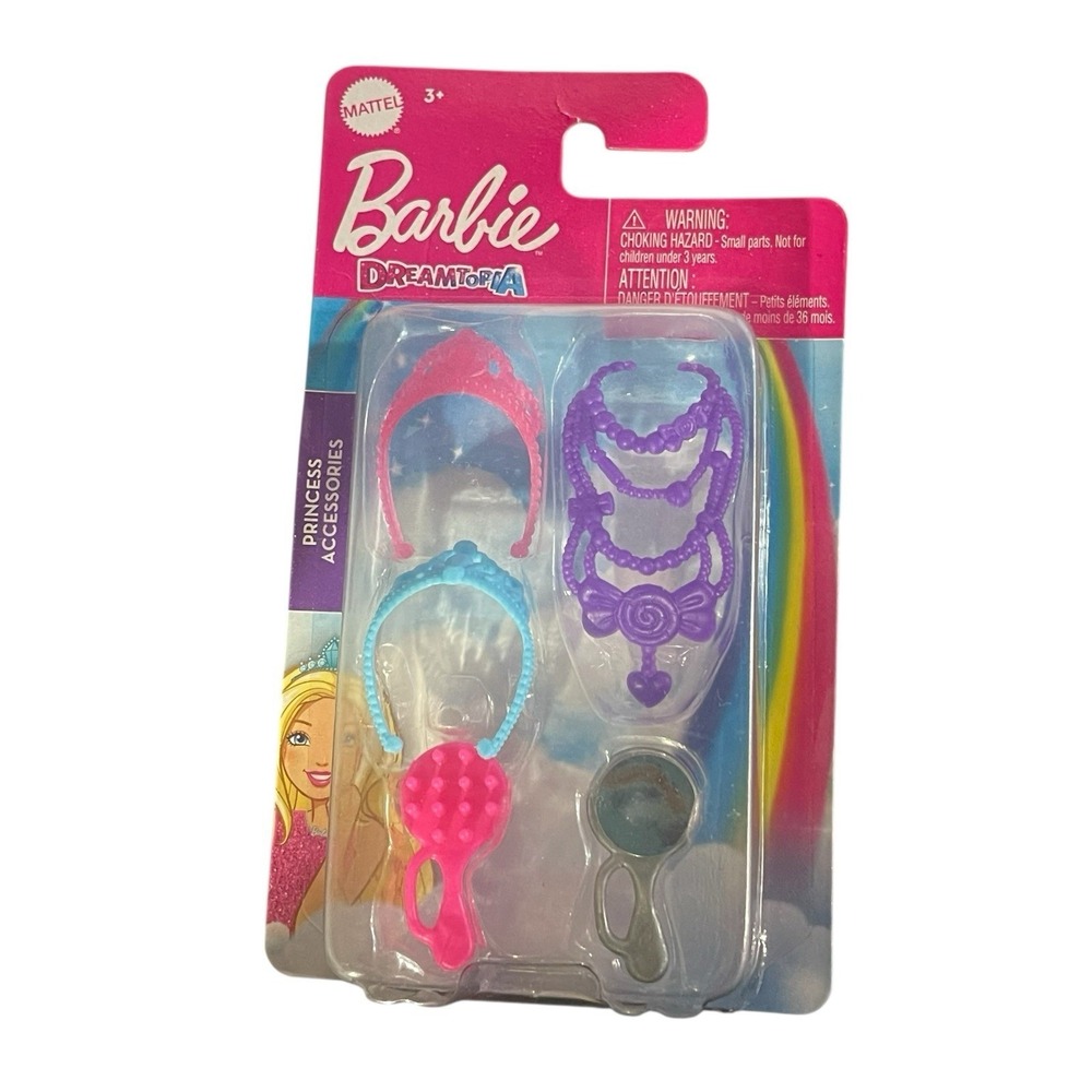 New Barbie Dreamtopia Princess Accessories Tiaras and Pink Necklaces